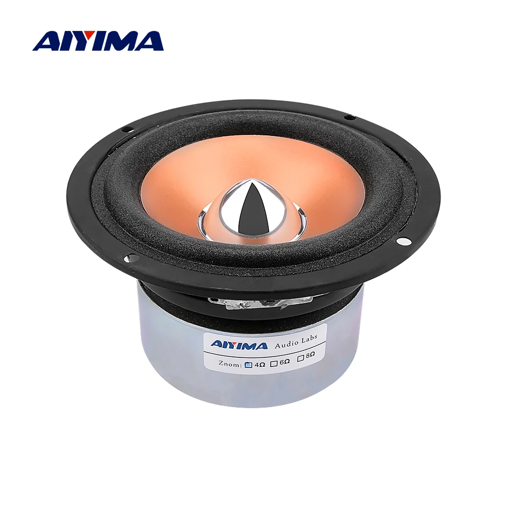 AIYIMA 4 дюймовый НЧ динамик звуковой пулевидный колпачок Ом 20 Вт DIY сабвуфер Громкий