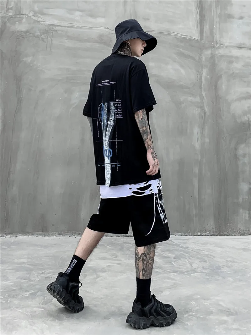 Футболка с короткими рукавами Харадзюку повседневная летняя новинка большой