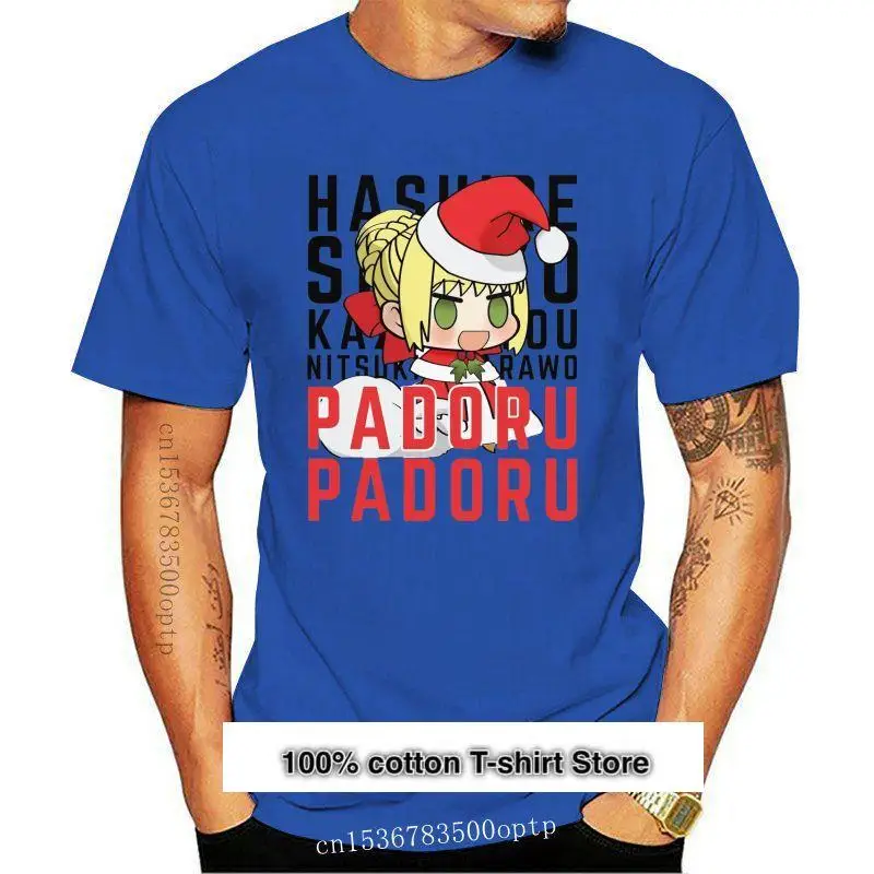 

SABER NERO-Camiseta navideña PADORU, playera de fatego fate fatestaynight, anime, manga, chibi padorupadoru meme