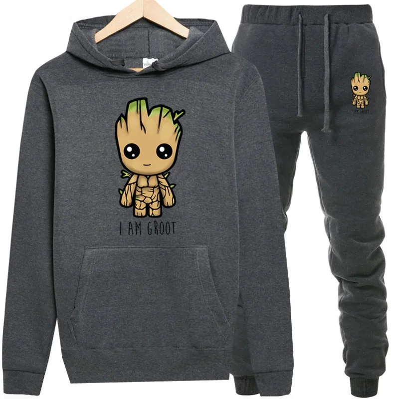 Толстовка newThe Avengers мужские толстовки костюм i im groot спортивный костюм для мужчин толстовка костюм толстовка+ спортивные штаны для бега с капюшоном для мужчин