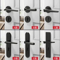 black space aluminum interior door lock set bedroom modern mechanical silent door lock hardware handles with lock body