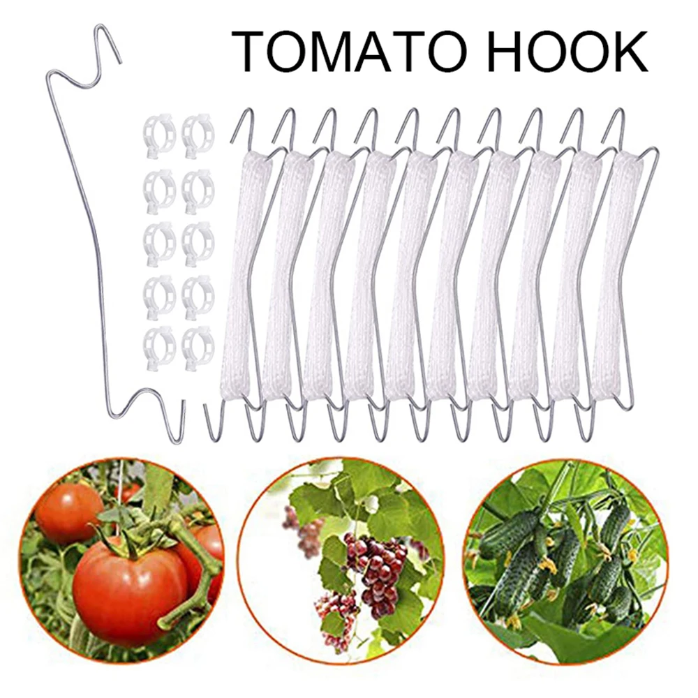 

Tomato Support Hooks Set Fruit Cherry Plant Climbing Hooks with Tomato Clips Iron Plant Vine Tie Support Tool for Garden Farm