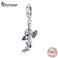 bamoer love god cupid pendant charm fit for original silver snake braelet or necklace sterling silver 925 jewelry making scc1405