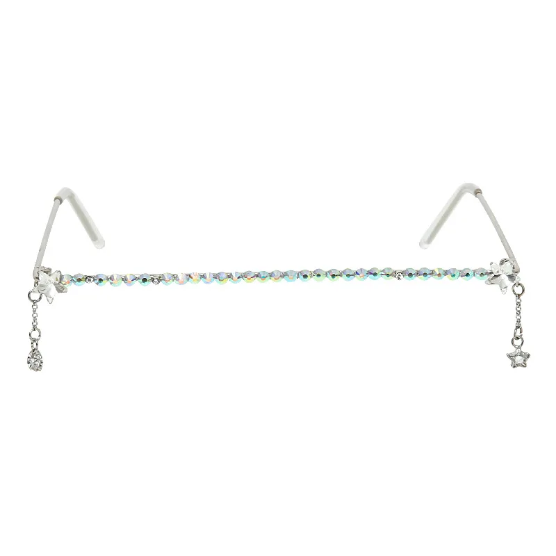 Бант Стразы солнцезащитные очки для женщин Безрамное 2020 алмазное украшение