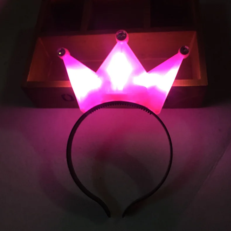 pink Красочный тиара корона принцессы светодиодный мигающий повязка на голову для детей и взрослых светильник аксессуары для волос Rave светящиеся вечерние принадлежности - Цвет: pink