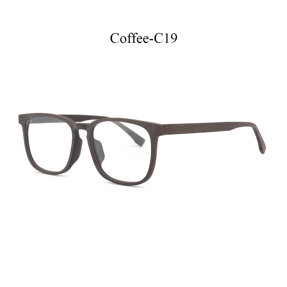 Coffee-C19 HDCRAFTER оптические очки оправа сверхлегкие квадратные очки по рецепту деревянные рамы с прозрачными линзами для мужчин и женщин - Цвет оправы: Coffee-C19