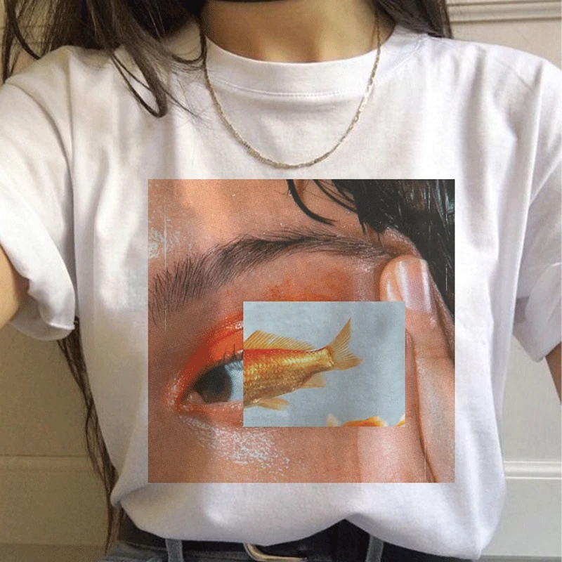 Женская футболка с короткими рукавами из полиэстера забавным принтом в