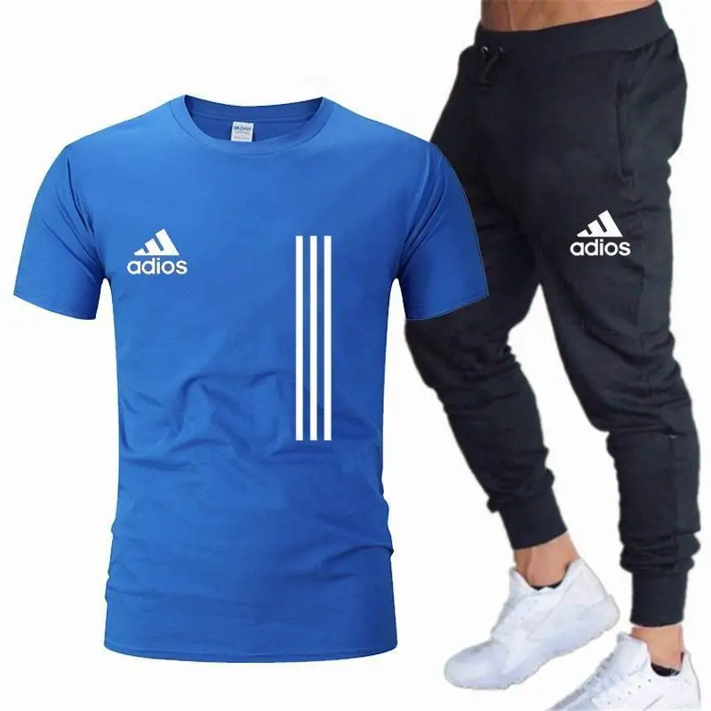 

2021 Hot-Selling Summer T-Shirt Pants Set Casual Brand Fitness Jogger Pants T Shirt Hip Hop Fashion Men's Tracksuits