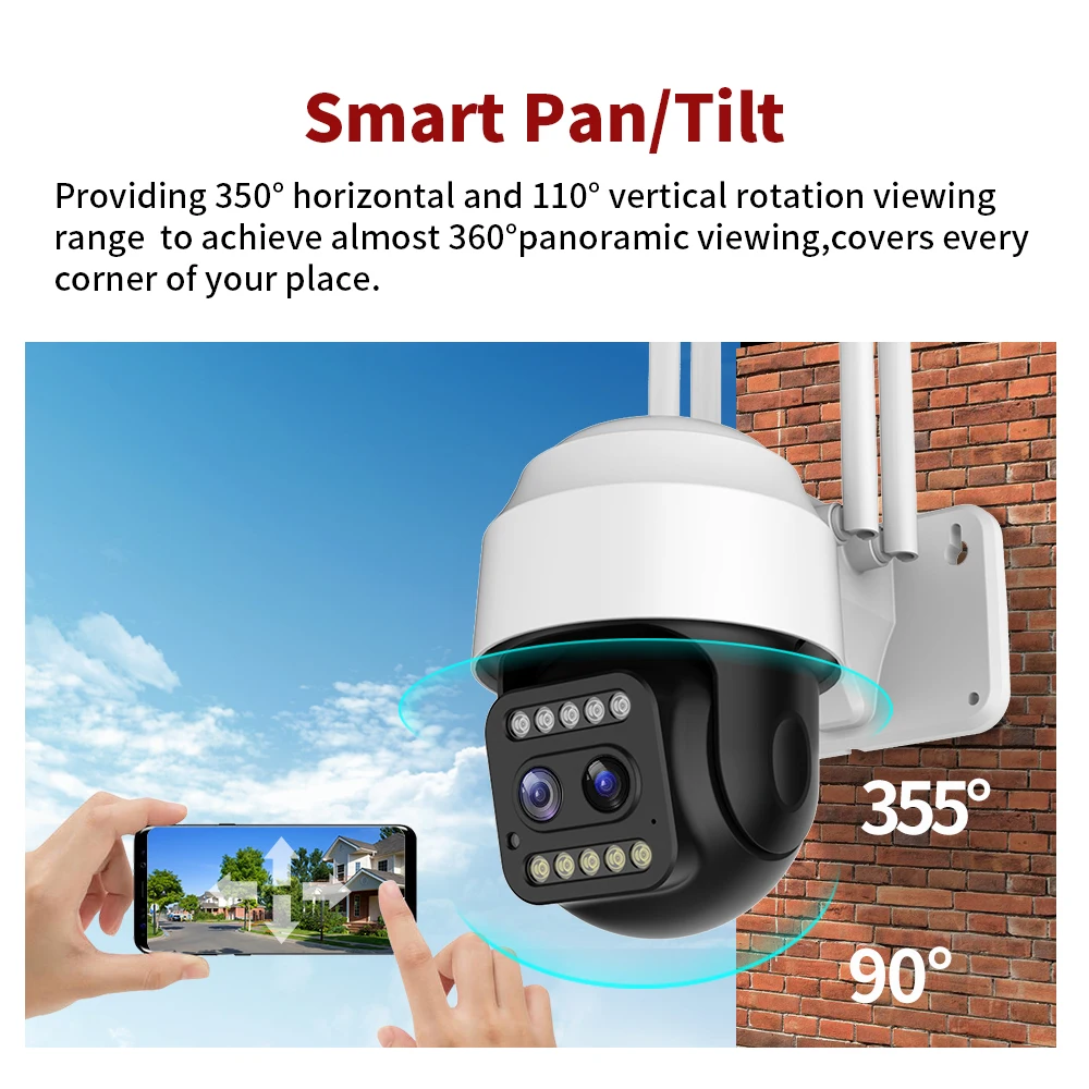 IP-камера видеонаблюдения 5 МП Wi-Fi двойной объектив 12-кратный зум 3 Мп 1080P