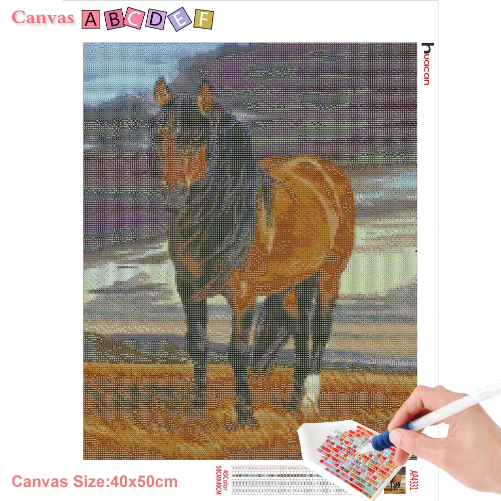 Huacan Алмазная вышивка Horse 5D DIY картина крестиком изображение мозаики стразами