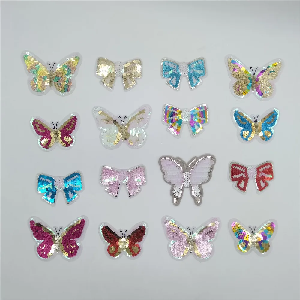 Лук DIY мультфильм бабочка с блестками значок наклейка одежды аппликация Швейные
