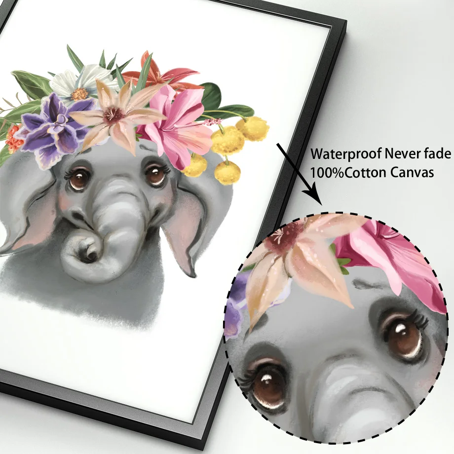 Постер на стену для детской комнаты со слоном львом жирафом зеброй обезьянами