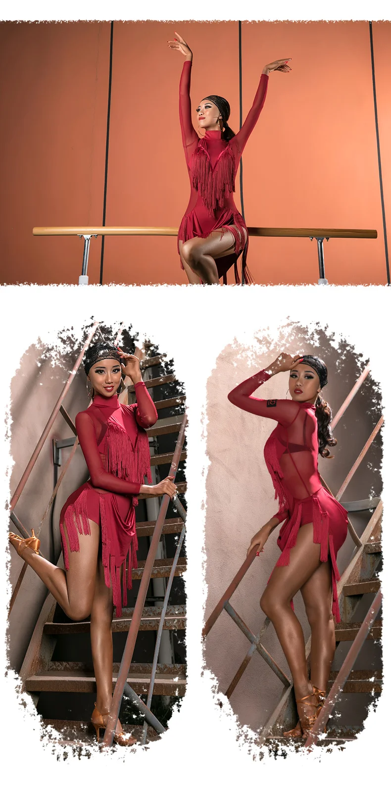 Новое платье для латинских танцев, женские сетчатые юбки с кисточками, черное, красное платье с бахромой для соревнований, ча-Румба Самба, одежда для латинских выступлений