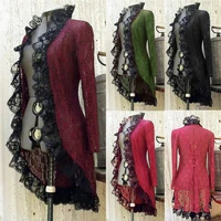 gothic vintage women medieval dresses victorian steampunk stand collar cardigan jacket coat slim long sleeve halloween costumes