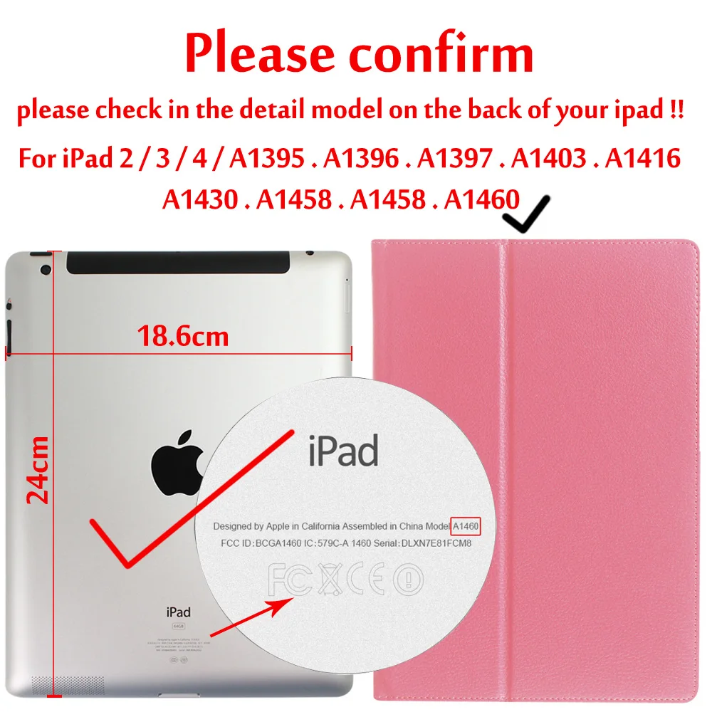 Деловой откидной Чехол для ipad 2/ipad 3/ipad 4 смарт-подставка держатель для ipad 2/ipad 3/ipad 4 Магнитный Авто Пробуждение сна чехол - Цвет: Pink