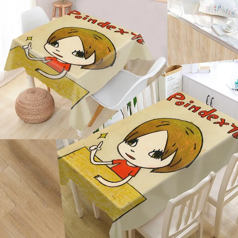 

Nara Yoshitomo Custom Table Cloth Rectangular Oxford Print Waterproof Oilproof Square Table Cover Party Tablecloth