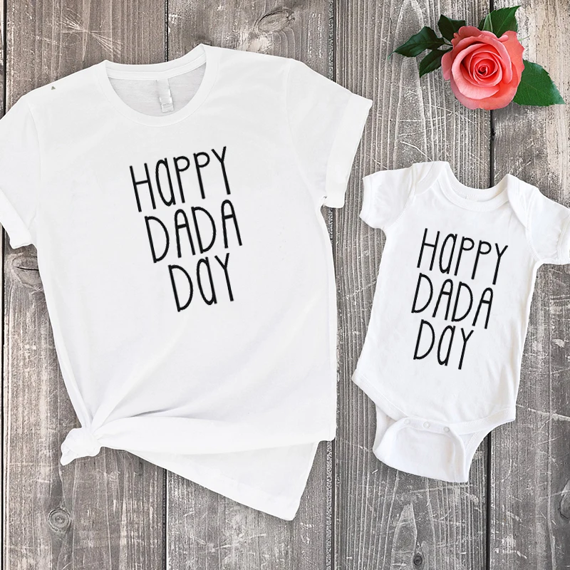 

First Father's Day Family Clothing 2020 Fashion Gift for Dad Tops Print T-Shirts Cotton New Love Happy Dada Day