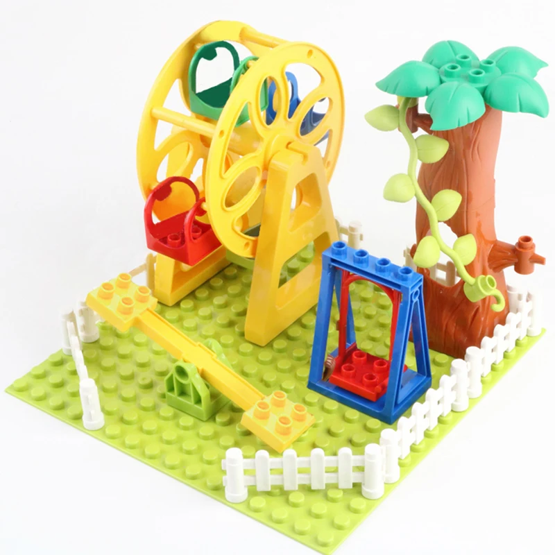 

Diy Big Size Building Blocks Happy Family Sets Figures Paradise Accessories Ferris Wheel Bricks Compatible with Kids Toys Gifts
