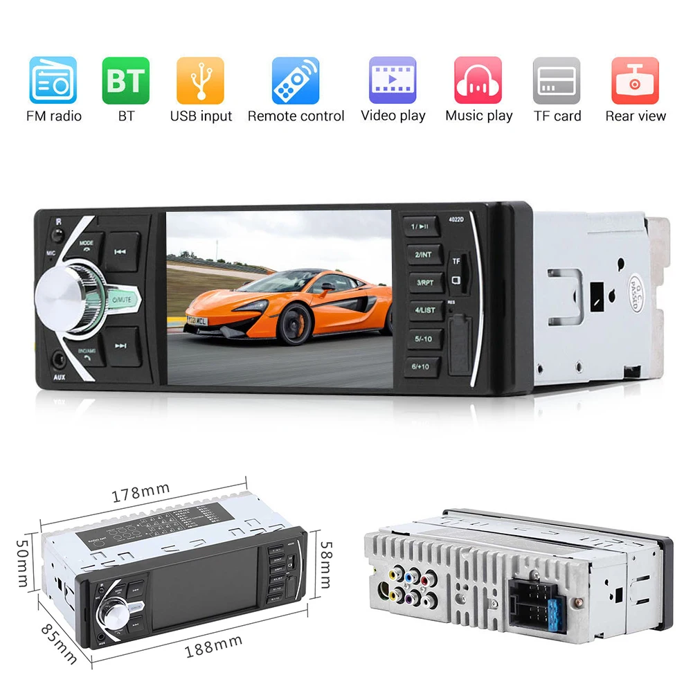 

Автомагнитола 4022D, 1 DIN, экран 4,1 дюйма, поддержка автомобильного радио, камера заднего вида, управление рулевым колесом, автомобильная стерео...