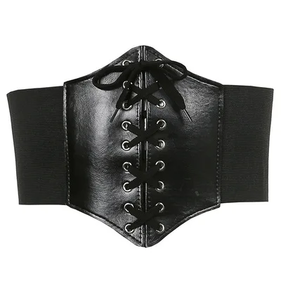 

1Pcs Gothic Dark Lace Up Female Waist Corset Belt Wide PU Leather Belts Women Fashion Slimming Waistband Adjustable Dress Girdle