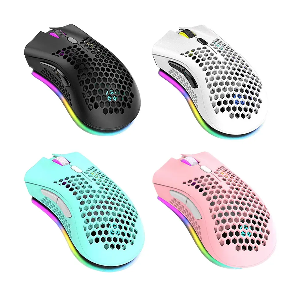 

2.4GHz Gaming Mouse Wireless 1600DPI Usb Rechargeable Mouse Colorful RGB Light Weight Computer Mouse For Laptop PC Hollow Mouse
