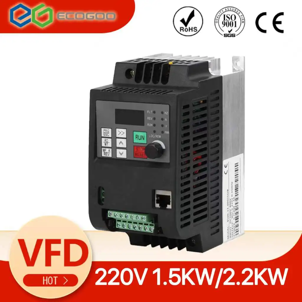 VEVOR частотный инвертор VFD 1,5/2,2/3,0/4,0/220 кВт в 3-фазный преобразователь частоты привода с переменной скоростью для фрезерного станка с ЧПУ