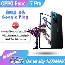 Original oppo reno 7 pro league of legends limitada 5g dimensity smartphone 1200 max 65w flash changer 4500mah google 50mp câmera (1)