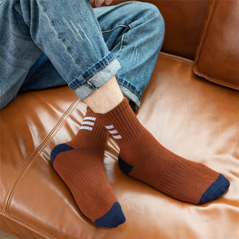 

Мужские носки осень-зима теплые и сочетающиеся цвета повседневные Оригинальные впитывающие пот махровые носки для баскетбола Cy