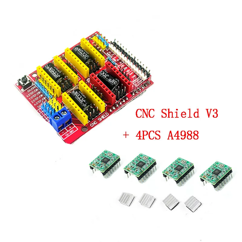 Cnc щит v3 гравировальный станок/3D принтер/+ 4 шт. A4988 Плата расширения драйвера для