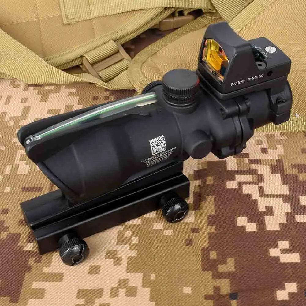 Acog 4x32 оптический прицел Cahevron сетка волокно зеленая подсветка оптический прицел с Rmr мини Красный точка зрения