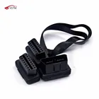 Плоский + тонкий 16Pin OBD 2 удлинитель для головок OBD2 16 Pin ELM327 Мужской Двойной Женский Y сплиттер локоть OBDII удлинитель соединительный кабель с разъемом кабеля