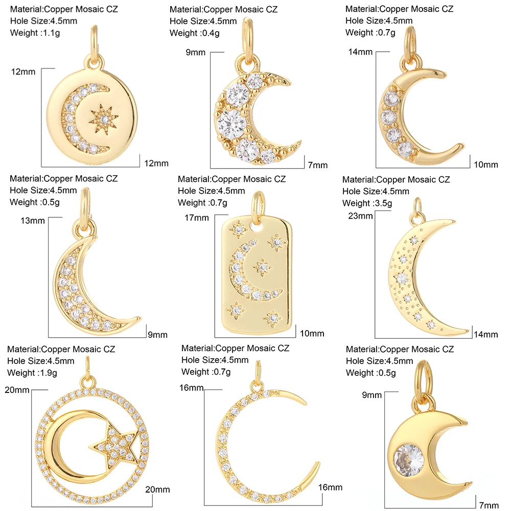 Подвеска в виде Луны для изготовления ювелирных изделий Медный кулон форме