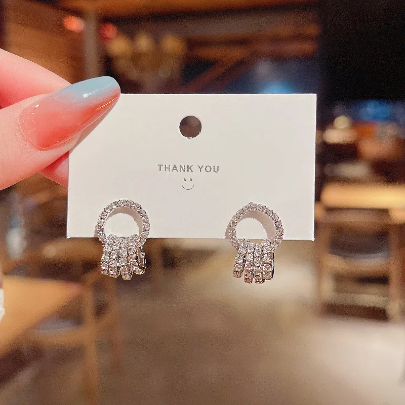 

Корейские модные блестящие циркониевые круглые женские серьги минималистичные маленькие аксессуары Свадебные украшения платина