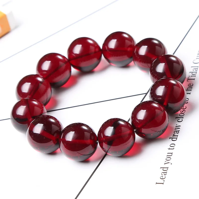 

Браслет из натурального красного янтаря, мужской и женский браслет из 108 круглых бусин, браслет из Красного воска и янтаря, браслет из красно...