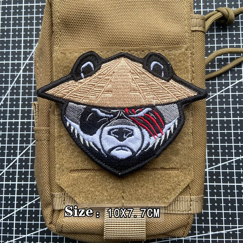 Соломенная шляпа с пандой тактические заплатки полностью вышитые кунг фу шапка