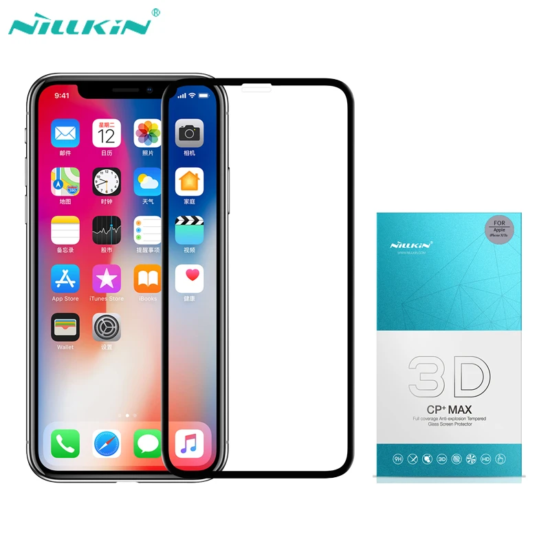 

For iPhone X XS Tempered Glass Screen Protector Glass Full Coverage Nillkin 3D CP+ Max 9H Anti-Explosion Glass for iPhone XS