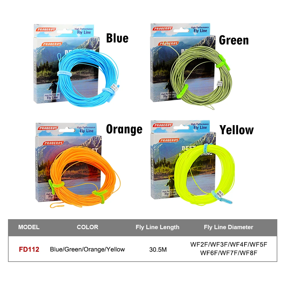 

Fly Line 4 Color 100FT Weight Forward Floating Fly Fishing Line WF-2F/3F/4F/5F/6F/7F/8F PROBEROS