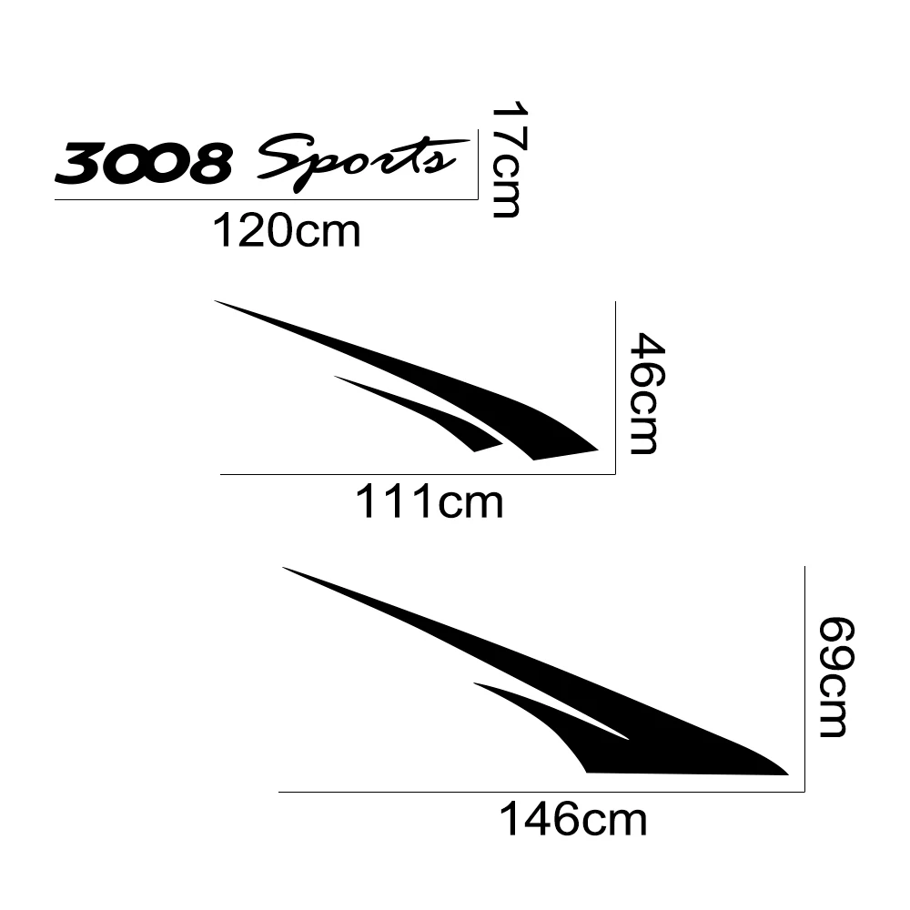 

6PCS For Peugeot 2008 3008 4008 5008 Car Styling Door Side Decoation Stickers Auto Body Trim Vinyl Film Decals Car Accessories