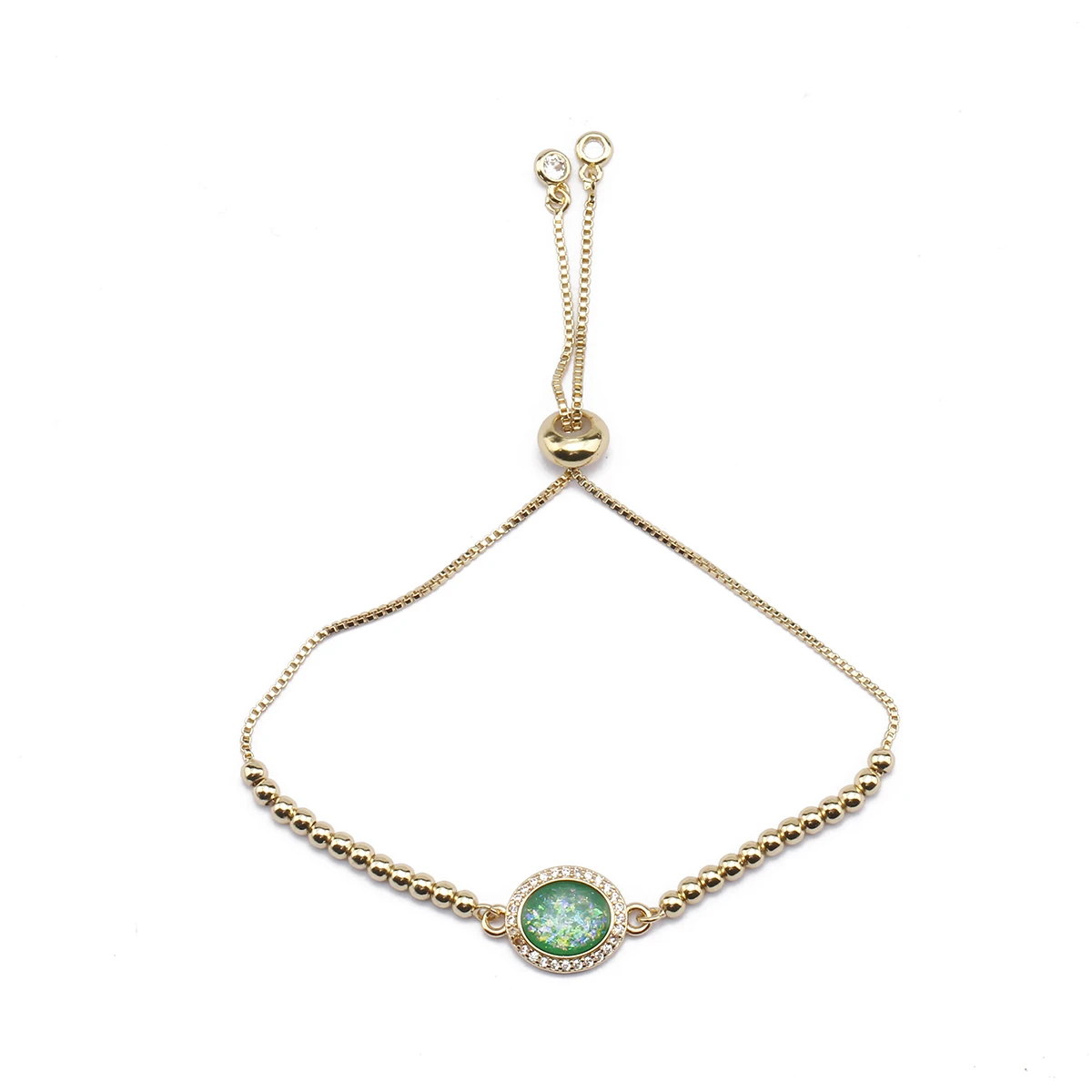 Женский позолоченный браслет с опалом и фианитами в стиле ретро - купить по