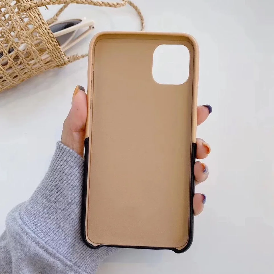 

Luxury Off 3D Classical Lattice Card Pocket Black White Leather Phone Case for iPhone 7 8 Plus 12 Mini 11 Pro XS Max X XR Cover