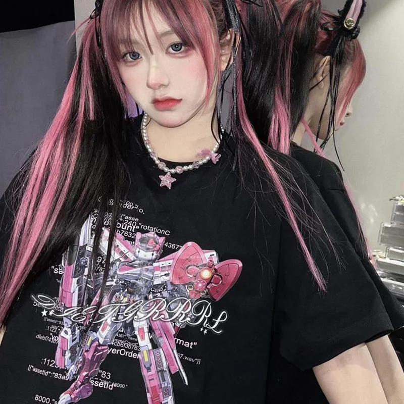 Y2K 2021 летние женские футболки Эстетическая Свободная Женская футболка панк