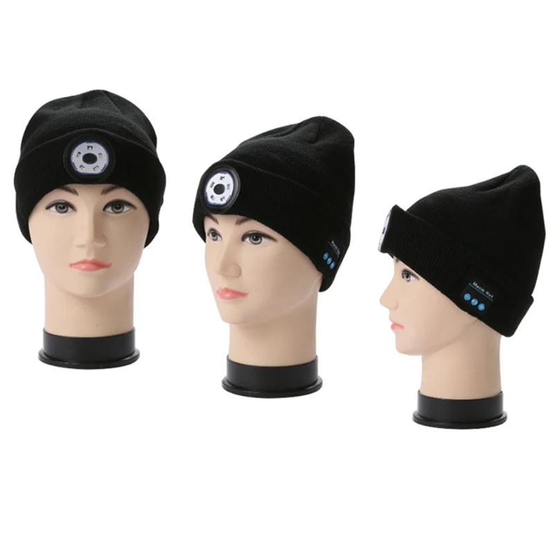 

Wireless Bluetooth Lamp Cap Lighting Music Headphones Cold Winter Warm Hat for Night Running Fishing Outdoor Sports