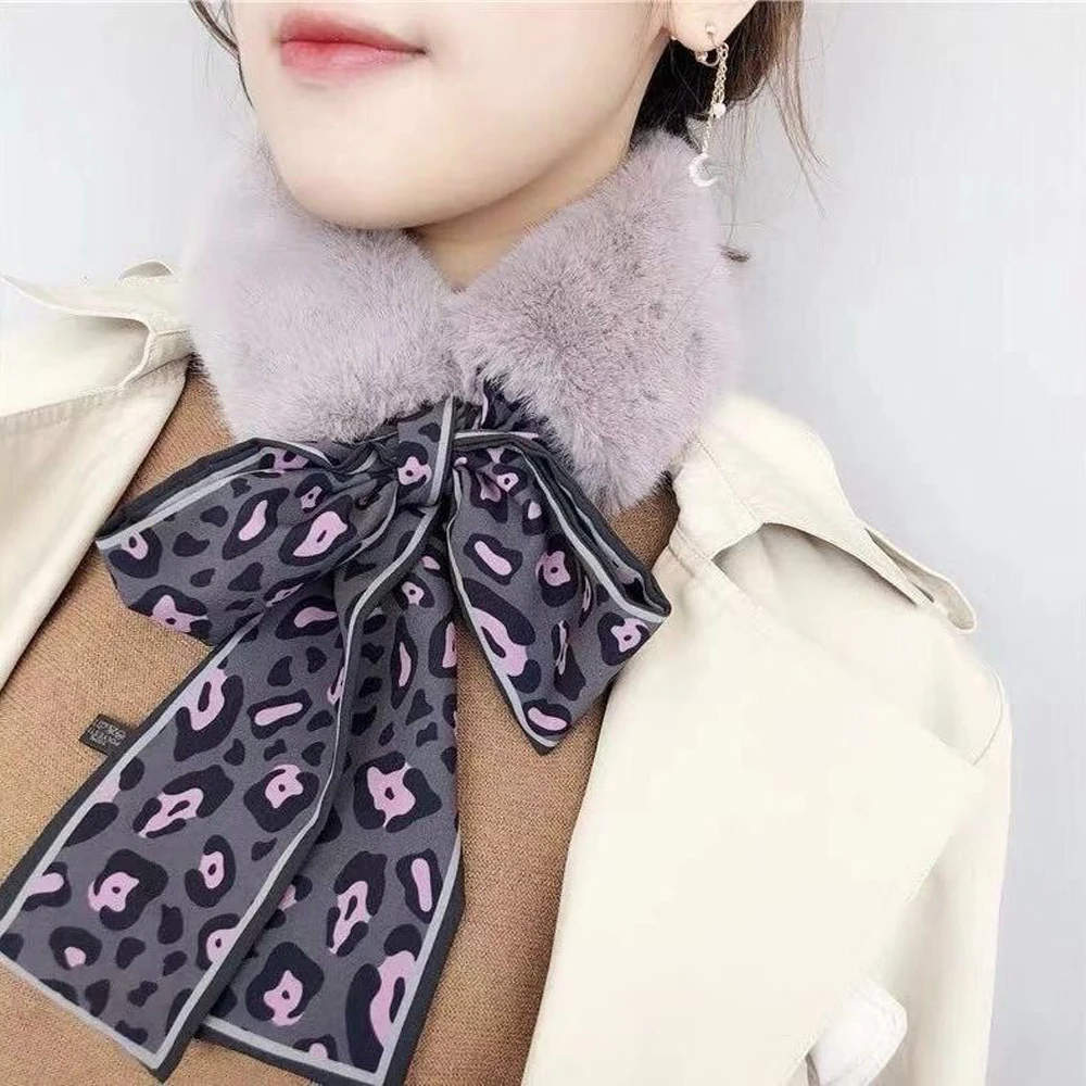 Воротник из искусственного кроличьего меха утеплитель для женщин и девочек