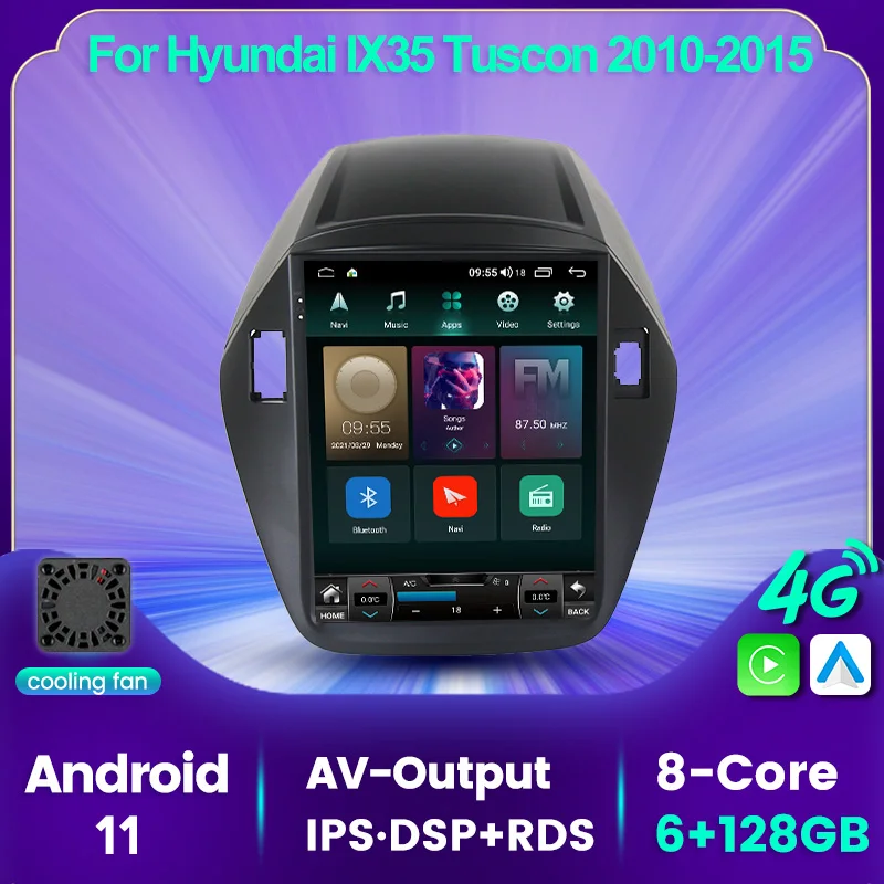 Автомобильный мультимедийный проигрыватель Android11 6G + 128G RDS DSP для Hyundai Tucson 2 LM IX35