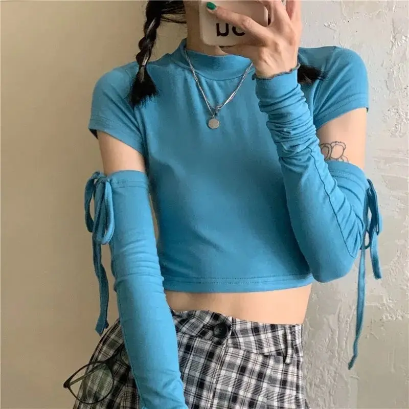 

Short T-shirt women's 2021 spring new Korean tight and slim design niche long sleeve top
