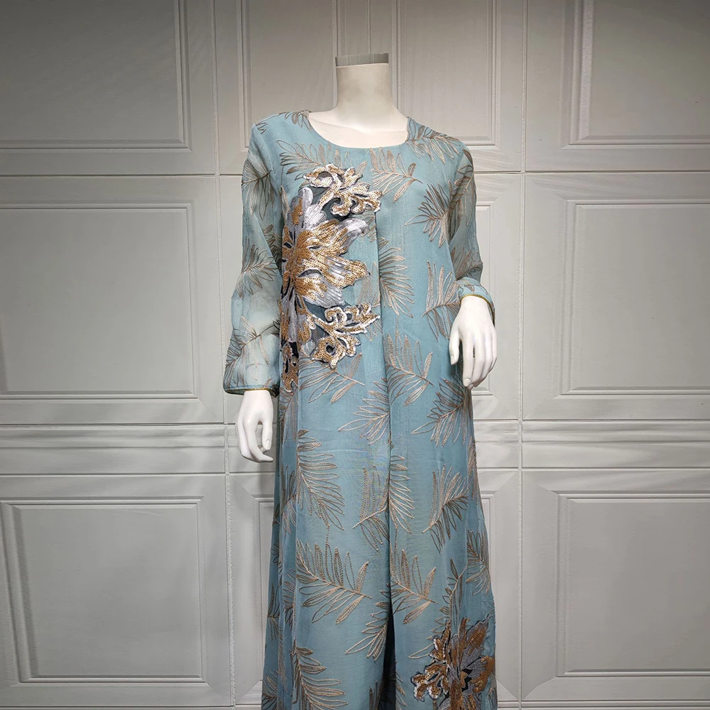 Модное платье Рамадан ИД с блестками и бисером мусульманское женское из двух