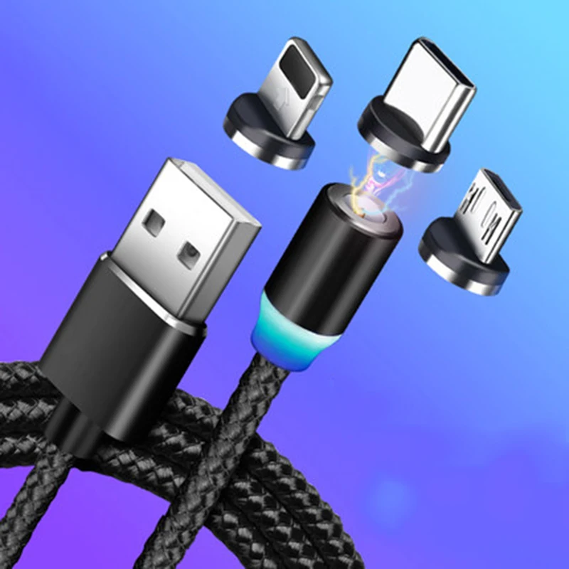 Кабель для быстрой зарядки USB Type A C/Micro USB/Lightning 5 Вт 5В/2A магнитный 1 2м|Зарядные