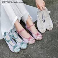 summer new products with mesh embroidered shoes female ethnic wind shoes female breathable net red mesh shoes hanfu