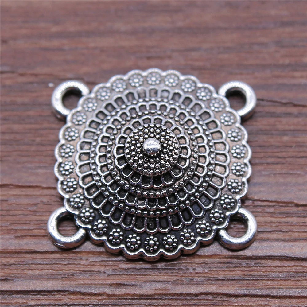 

WYSIWYG 4pcs Antique Silver Color Body Chain Flower Porous Connectors 21x22mm DIY Necklace Making Accessoreis