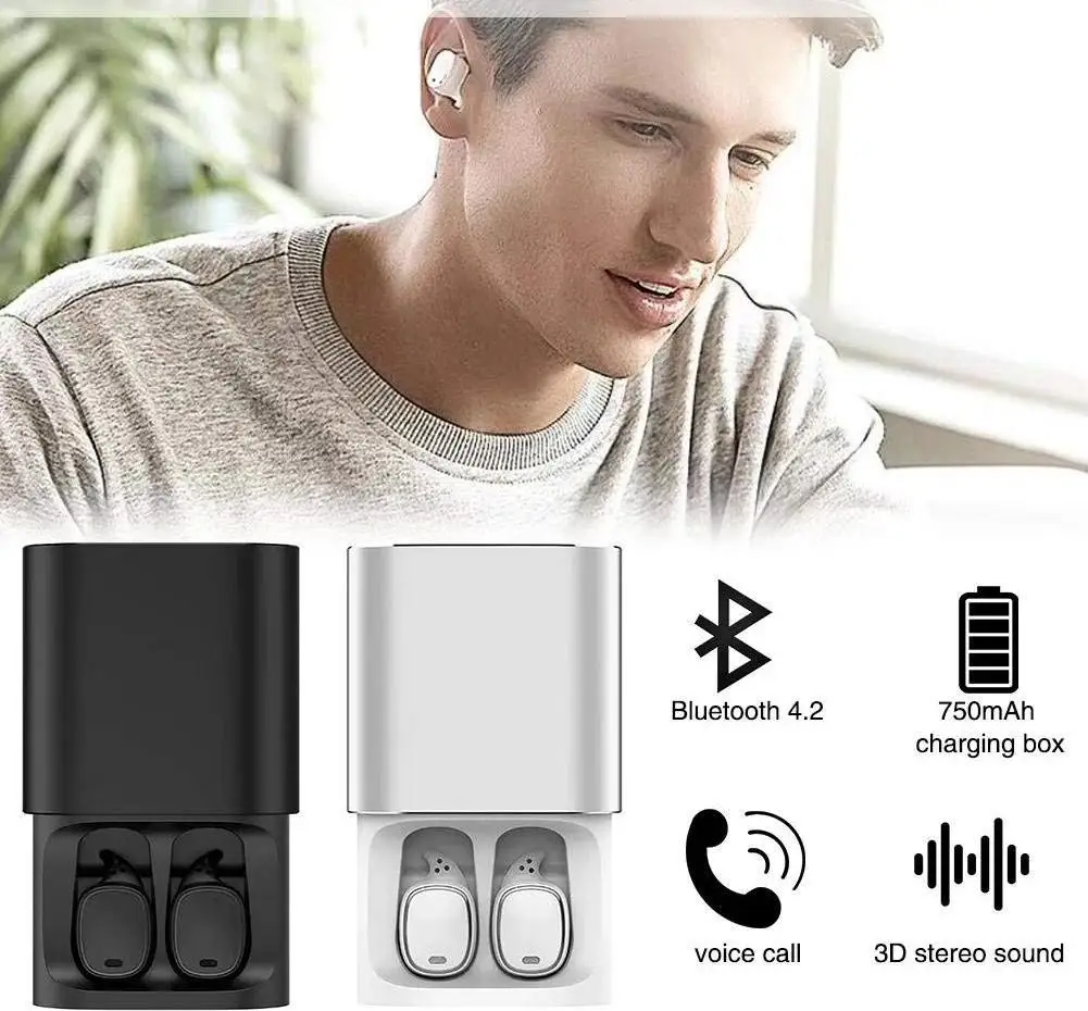 

Black Bluetooth 5.0 Wireless Earbuds Handsfree and Noise Cancelling